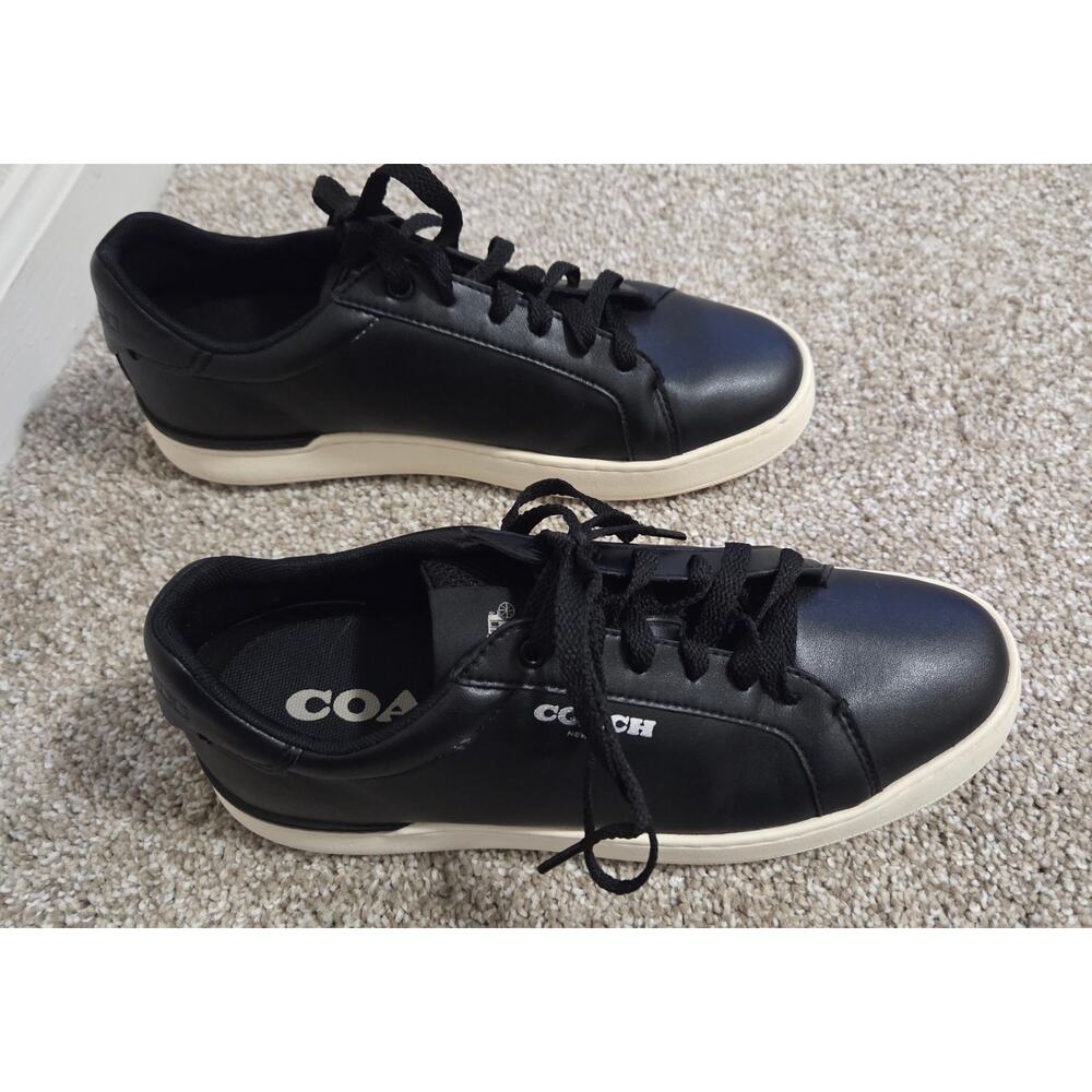 Coach Mens High Line Leather Sneakers in Black Size 7.5 - Picture 5 of 8